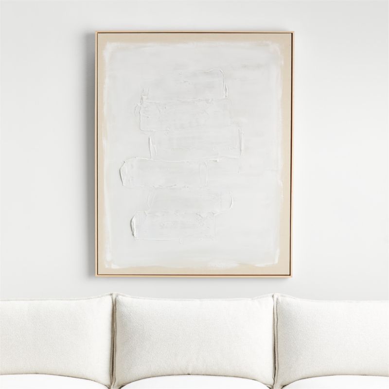 'White Block' Framed Hand-Painted Canvas Wall Art 41"x51" + Reviews | Crate & Barrel | Crate & Barrel
