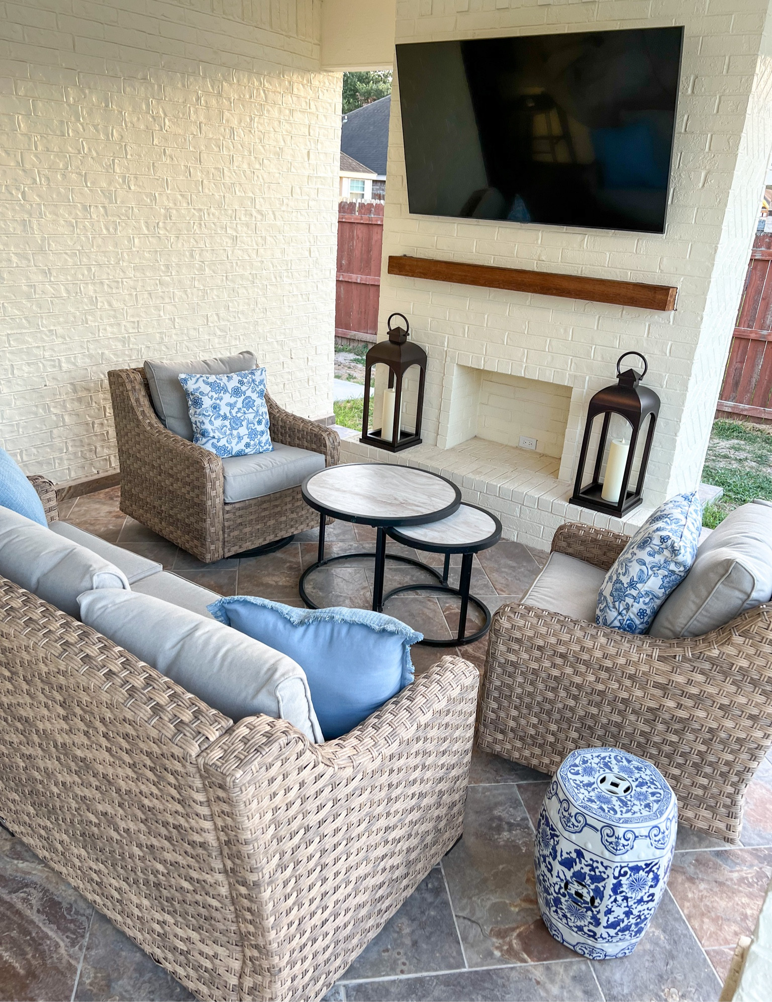 Walmart wicker Outdoor Patio furniture 
Better homes and gardens
Chinoiserie garden stool 
Outdoor decor
Patio and pool
Pool house
Affordable 
Natural 
Rattan
Blue and white decor
Traditional 
Grandmillennial 
Coastal French cottage style
Powder blue outdoor throw pillows 
Large lanterns
Samsung 65 inch
Glider chairs
2 nesting tables
Marble
Black metal
#LTKFind