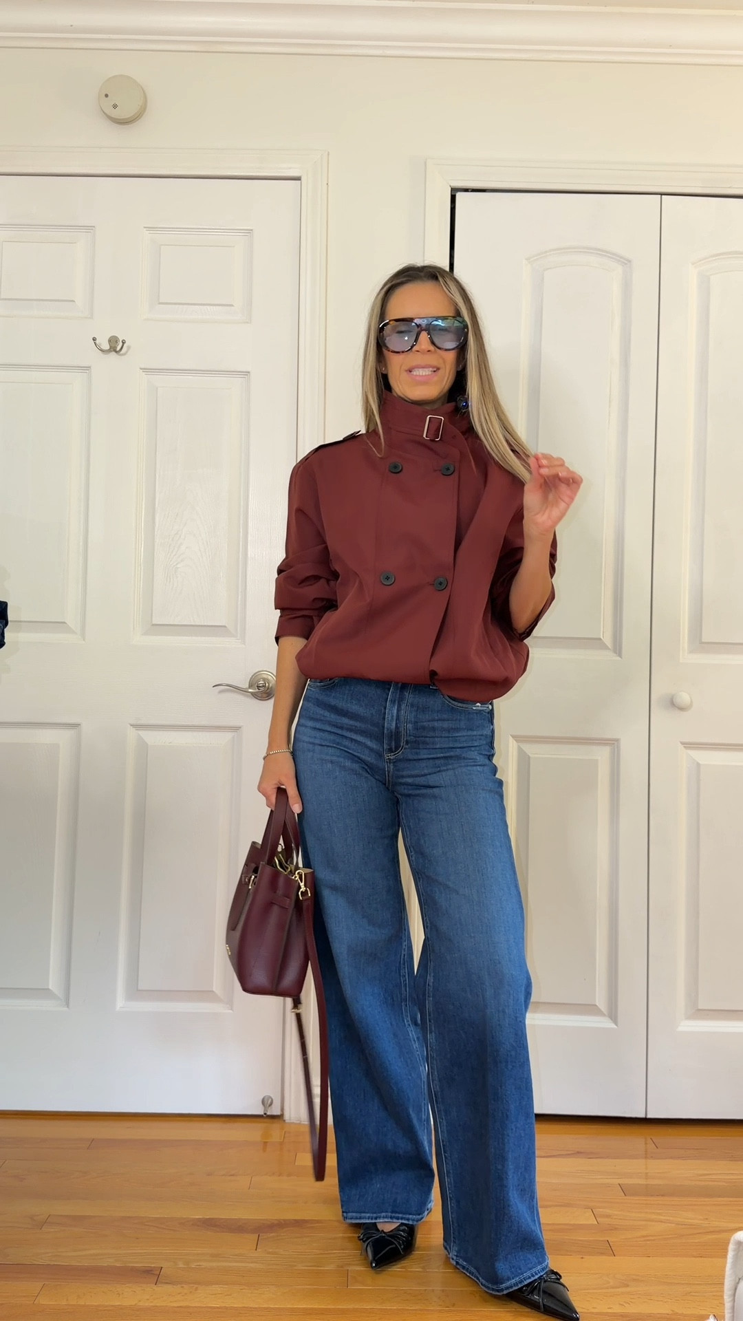 Burgundy short trench sz S
Use my discount code justglow011_12 for 12% off

Wide leg jeans sz 26. I also have the same style in 27 different wash. There’s a lit of stretch but they don’t loose shape so pick between two sizes 😀

Black pointy flats true to size 

Sunglasses use code JUSTGLOWVL 15% off.



#LTKFindsUnder50 #LTKFindsUnder100 #LTKSeasonal