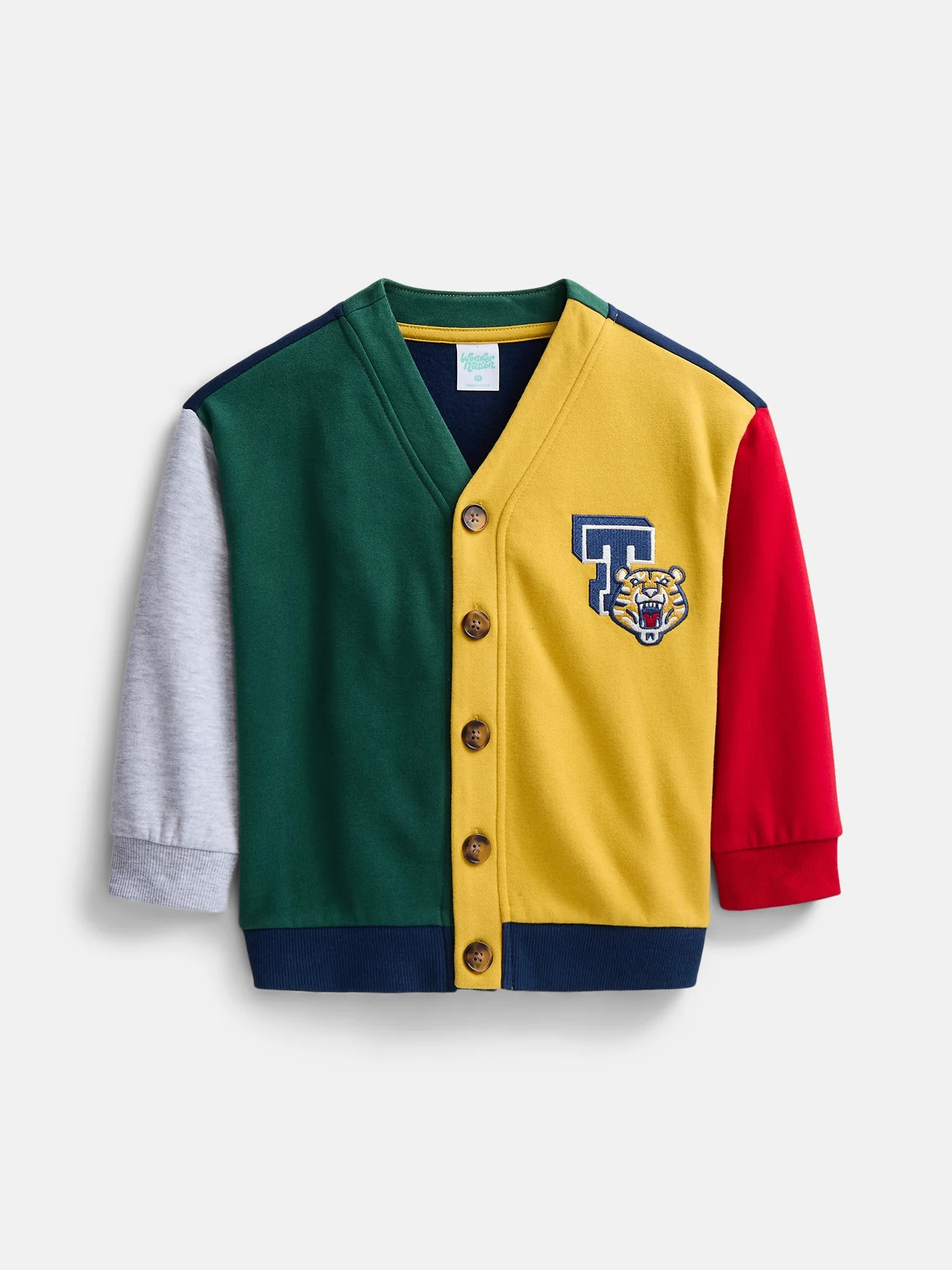 Wonder Nation Toddler Boys Button Down Varsity Cardigan, Sizes 12M-5T | Walmart (US)