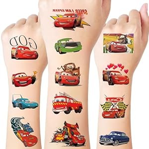 Racing Car Temporary Tattoos - 57Pcs Truck Tractor Vehicle Tattoos Gift Idea For Kids Birthday Pa... | Amazon (US)
