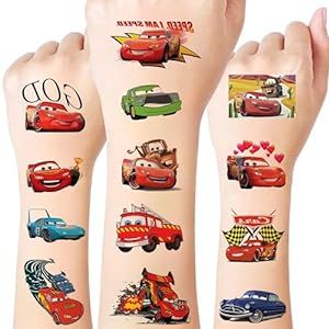 Racing Car Temporary Tattoos - 57Pcs Truck Tractor Vehicle Tattoos Gift Idea For Kids Birthday Pa... | Amazon (US)