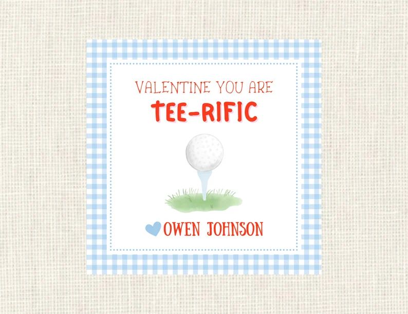 Valentine Class Tags or Stickers Golf Valentine, Watercolor, Printed / Set of 25 | Etsy (US)
