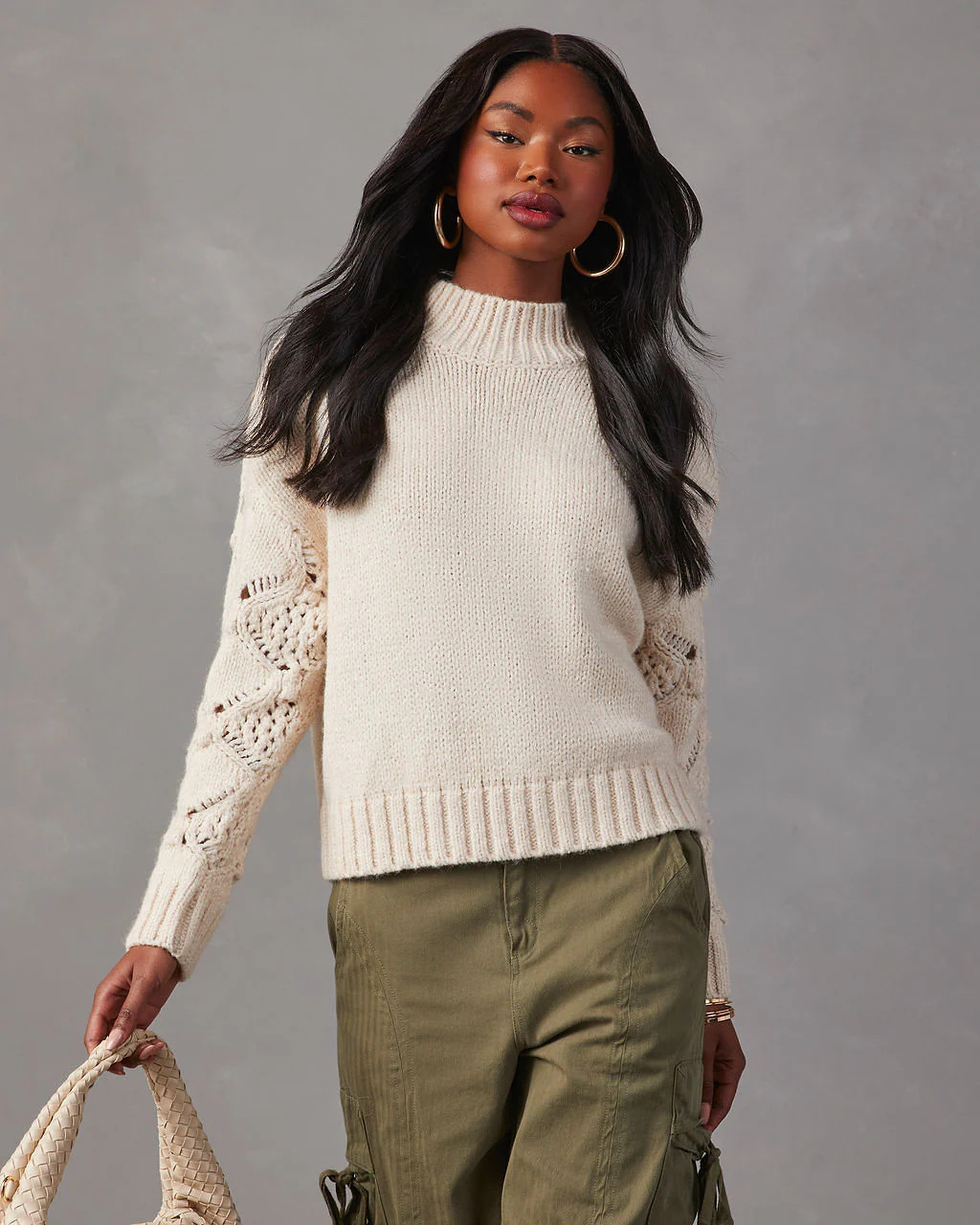Clever One Knit Mock Neck Pullover Sweater | VICI
