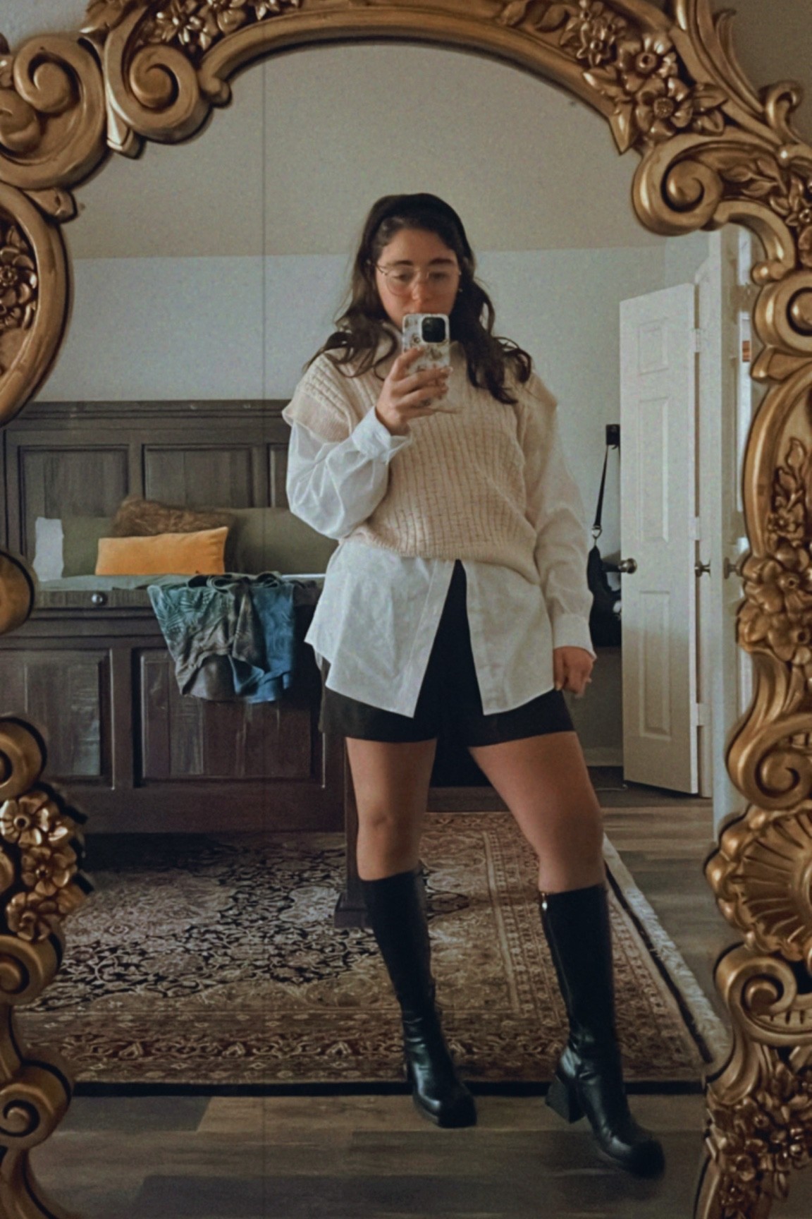 My go-to boots with black shorts, a sweater vest, and a button up 🥰 super simple and cute fall outfit!

#LTKSeasonal