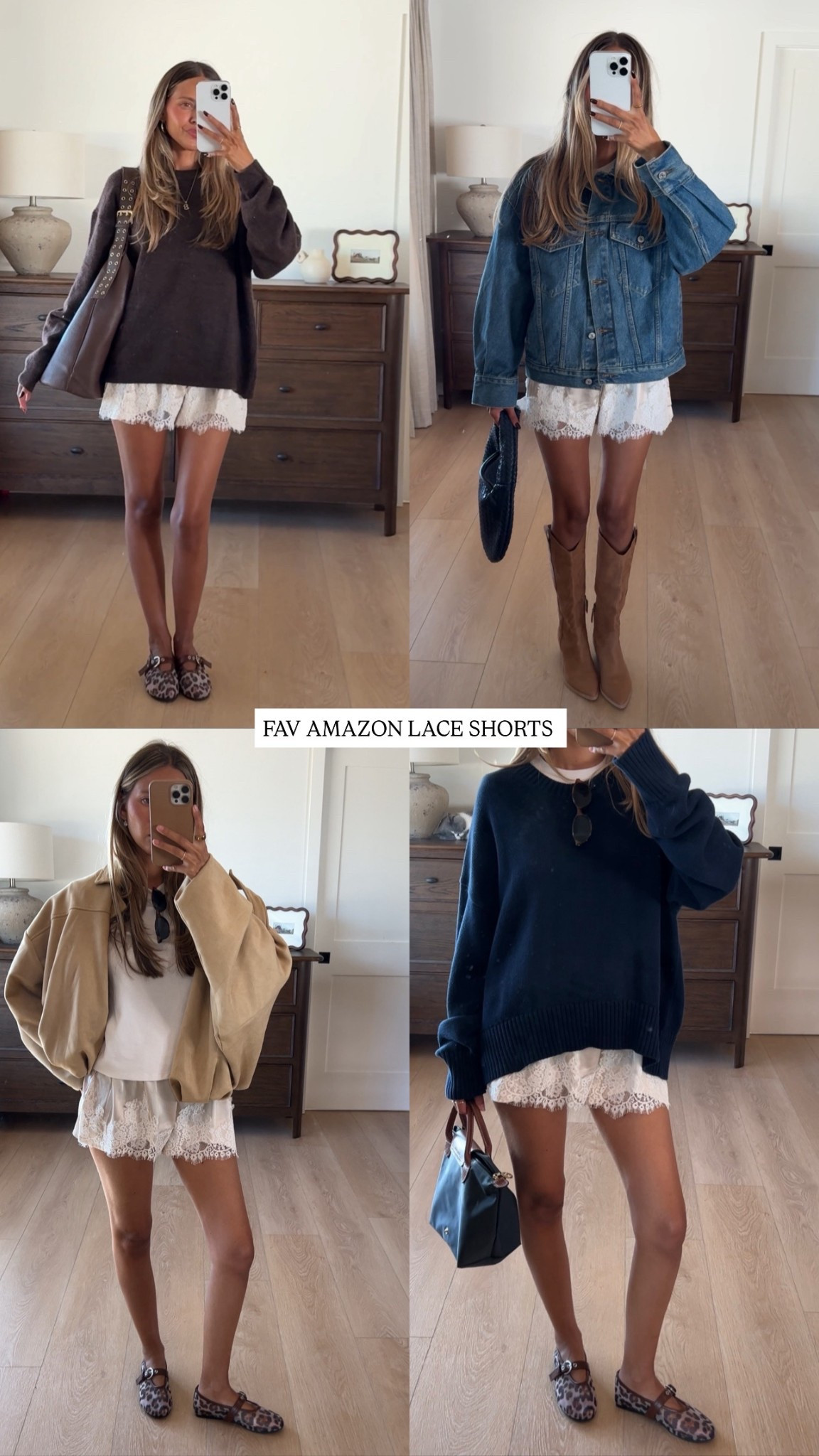 AMAZON LACE SHORTS🤍 
- I’m wearing size small 
- color is cream! 
EVERYTHING LINKED BELOW :) 