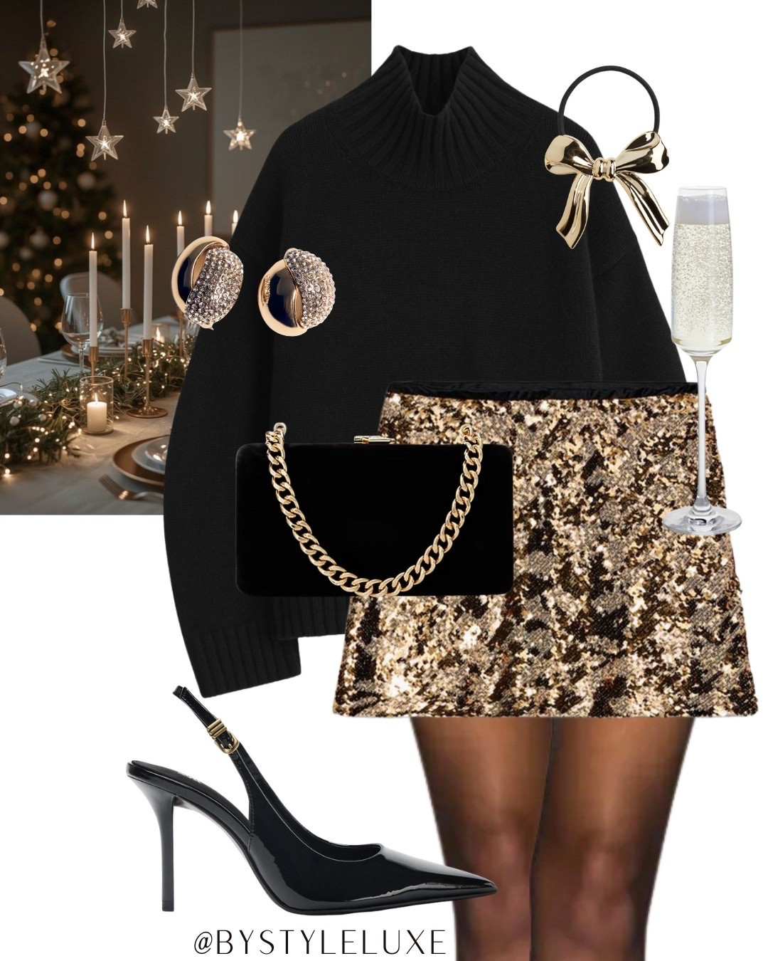 CHRISTMAS PARTY - styling this new in gold Zara sequin skirt with all black for the perfect party outfit 

#sequinskirt #zara #partywear 

#LTKwinter #LTKfestive #LTKpartywear