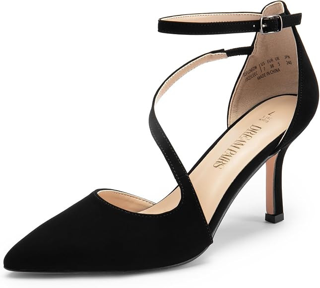 DREAM PAIRS Women's High Heels Strappy Pumps Closed Pointed Toe Stiletto Ankle Strap Party Dress ... | Amazon (US)