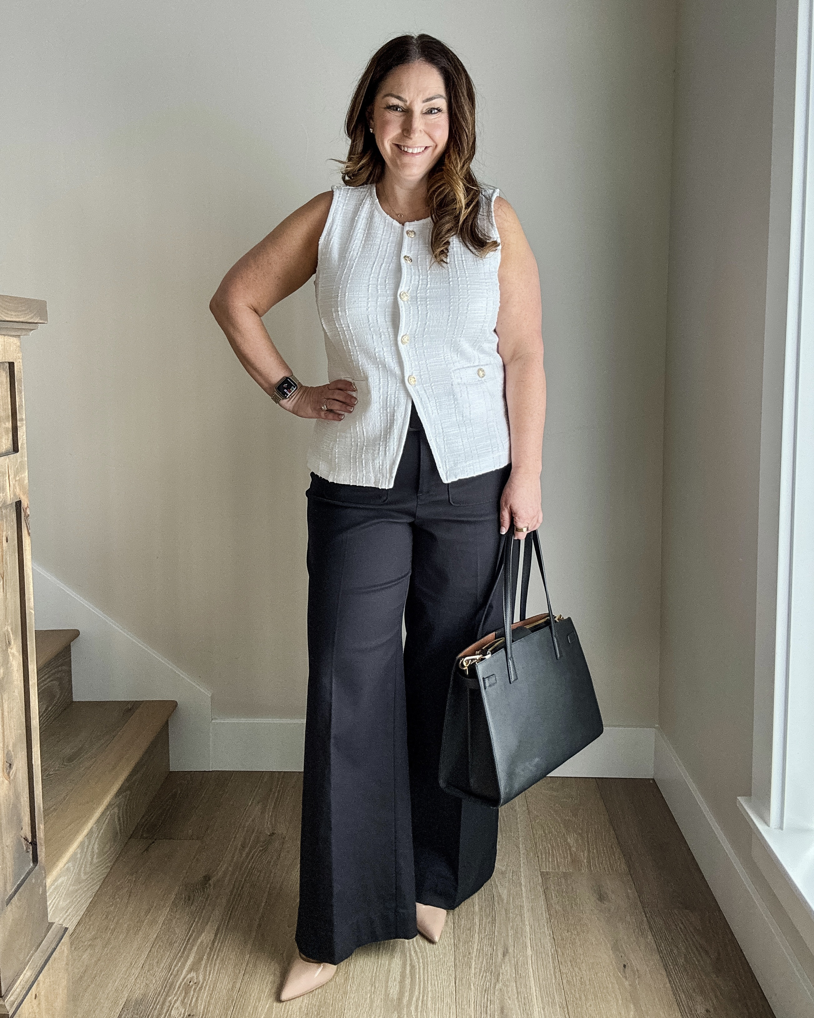 LOFT Summer Workwear outfit 
- Pants size up if in-between 14 regular 
- Vest runs little small wearing large need microswitch or size up to gap less 

#LTKWorkwear #LTKSeasonal #LTKMidsize