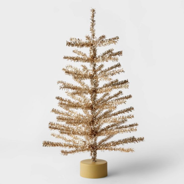 24&#34; Unlit Tinsel Mini Artificial Christmas Tree Champagne Gold - Wondershop&#8482; | Target