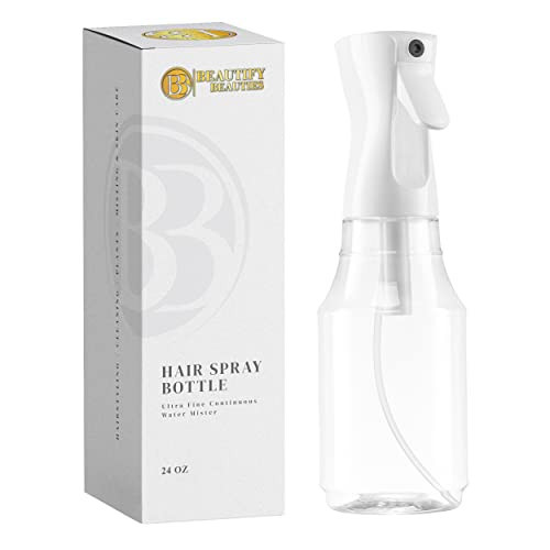 BeautifyBeauties Spray Bottle For Hair – Continuous Mister Spray Bottle for Hairstyling, Cleaning, Plants, Pets, Barbers, Salons, Essential Oil Scents (24 Ounce) | Amazon (US)