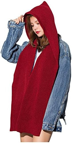 Women Winter 3 in 1 Hooded Hat Scarf Wrap Shawl Crochet Knit Pullover Neckwarmer | Amazon (US)