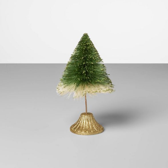 8.5" x 4.5" Bottle Brush Christmas Tree Green/Gold - Opalhouse™ | Target
