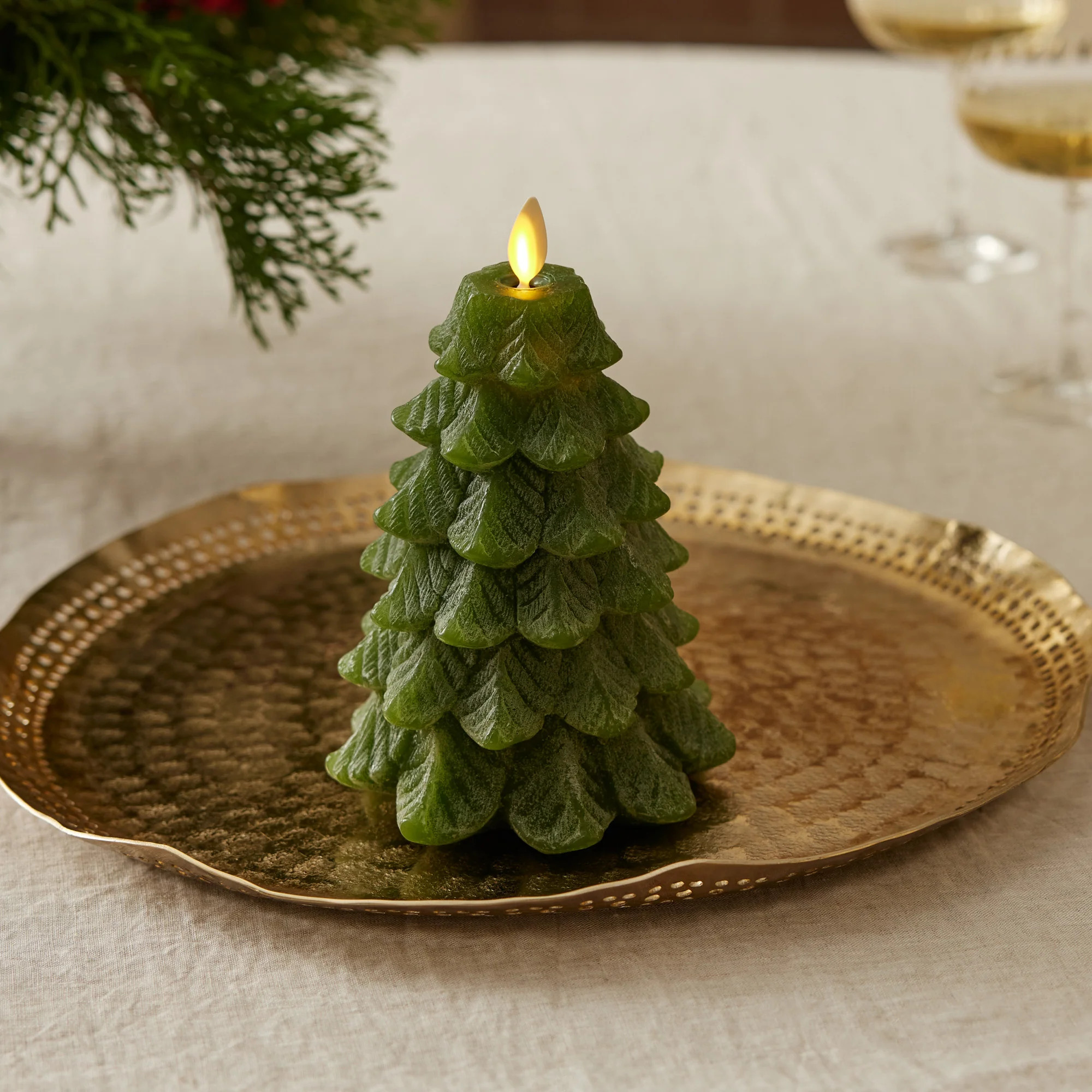 Chalky Green Holiday Tree Flameless Candle | Luminara