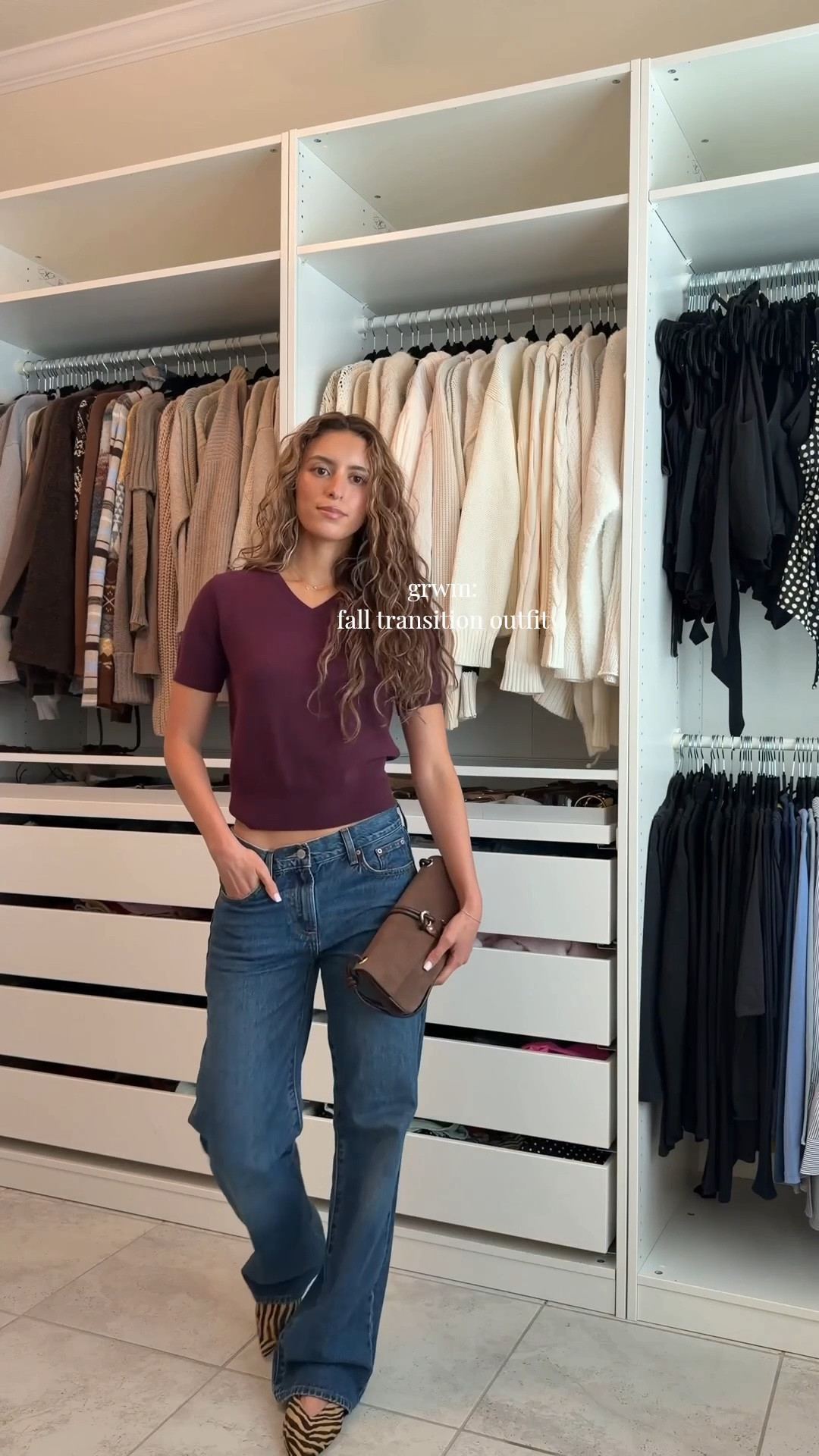 Simple fall transition outfit 🌞 🍂 wearing 25 in the jeans, small top

#LTKgrwm #LTKootd