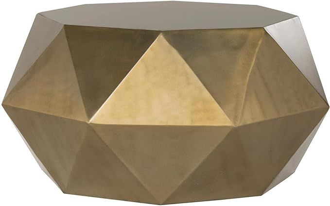 Safavieh Home Collection Astrid Geometric Brushed Brass Faceted Coffee Table | Amazon (US)