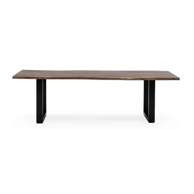 102" Brown And Black Solid Wood And Metal Sled Base Dining Table | Wayfair North America