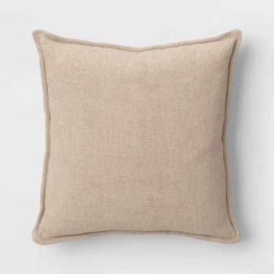 Square Linen Throw Pillow with Flange Neutral - Threshold™ | Target