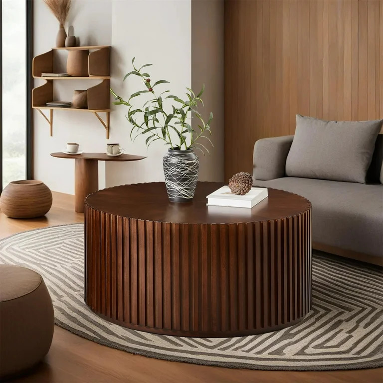 Gexpusm Round Coffee Table, Solid Wood Center Table for Living Room, Circle Drum Coffee Table wit... | Walmart (US)