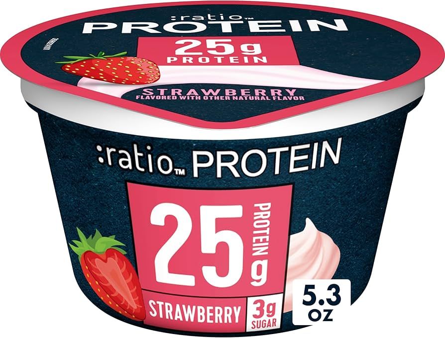 Ratio Yogurt Protein Cultured Dairy Snack, Strawberry, 25g Protein, 5.3 OZ | Amazon (US)