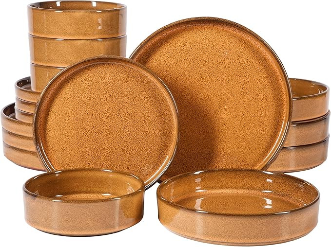 Oprah's Favorite Things - Santorini Mist Double Bowl Terracotta Reactive Glaze Plates and Bowls D... | Amazon (US)