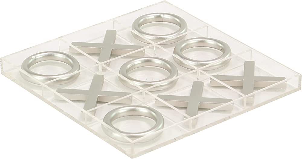 Deco 79 Metal Tic Tac Toe Game Set with Silver Pieces, 12" x 1" x 12", Silver | Amazon (US)