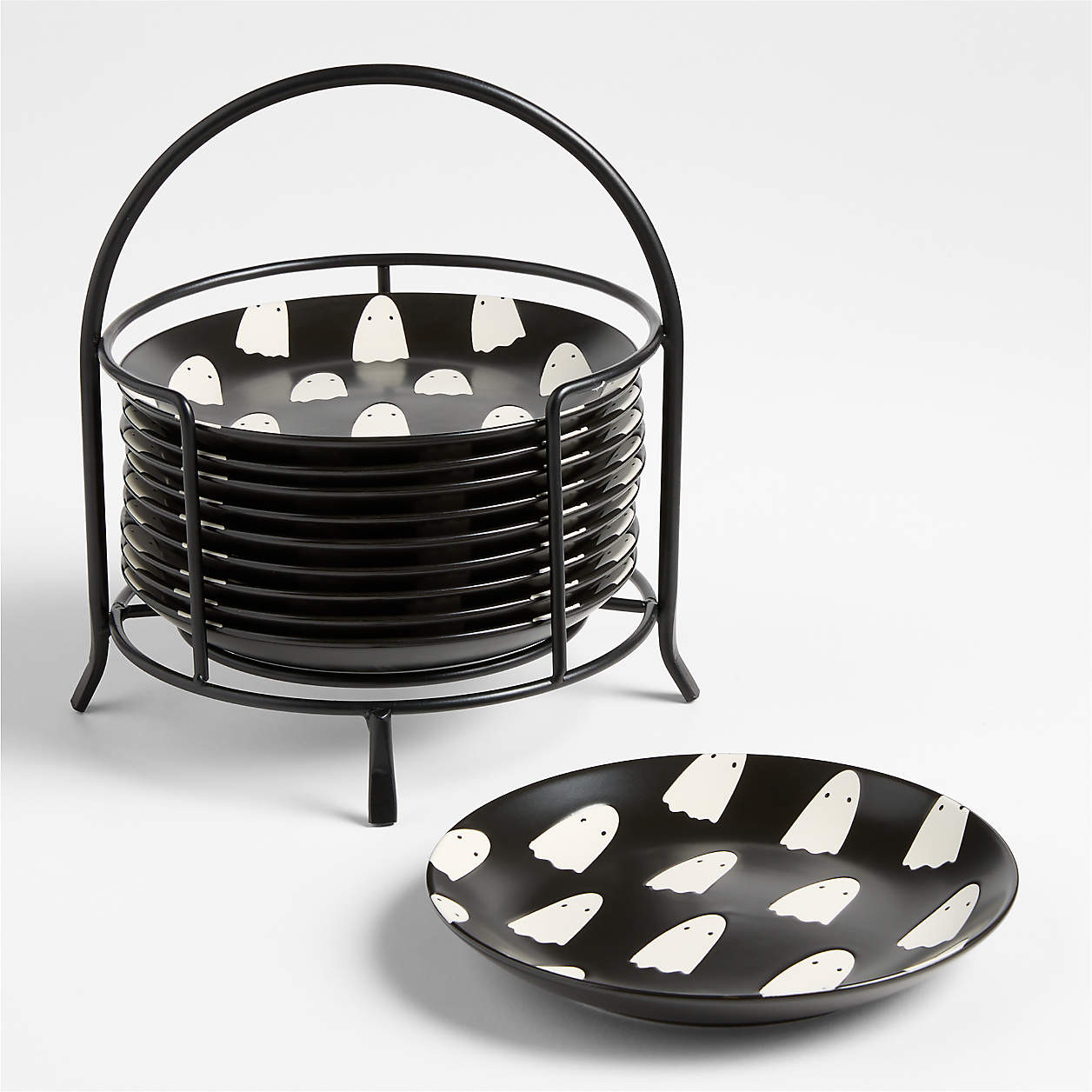 Ghosts 6" Appetizer Plates with Stand, Set of 10 + Reviews | Crate & Barrel | Crate & Barrel