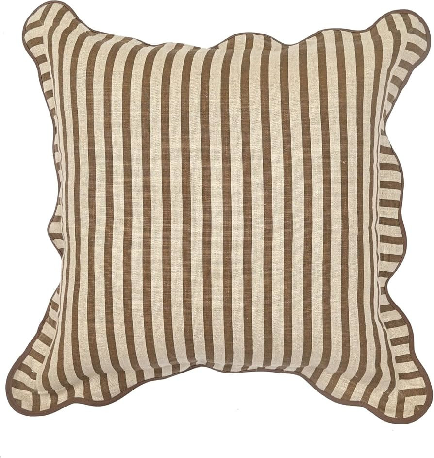 Tov Furniture Earthy Brown Striped Linen Accent Cushion | Amazon (US)