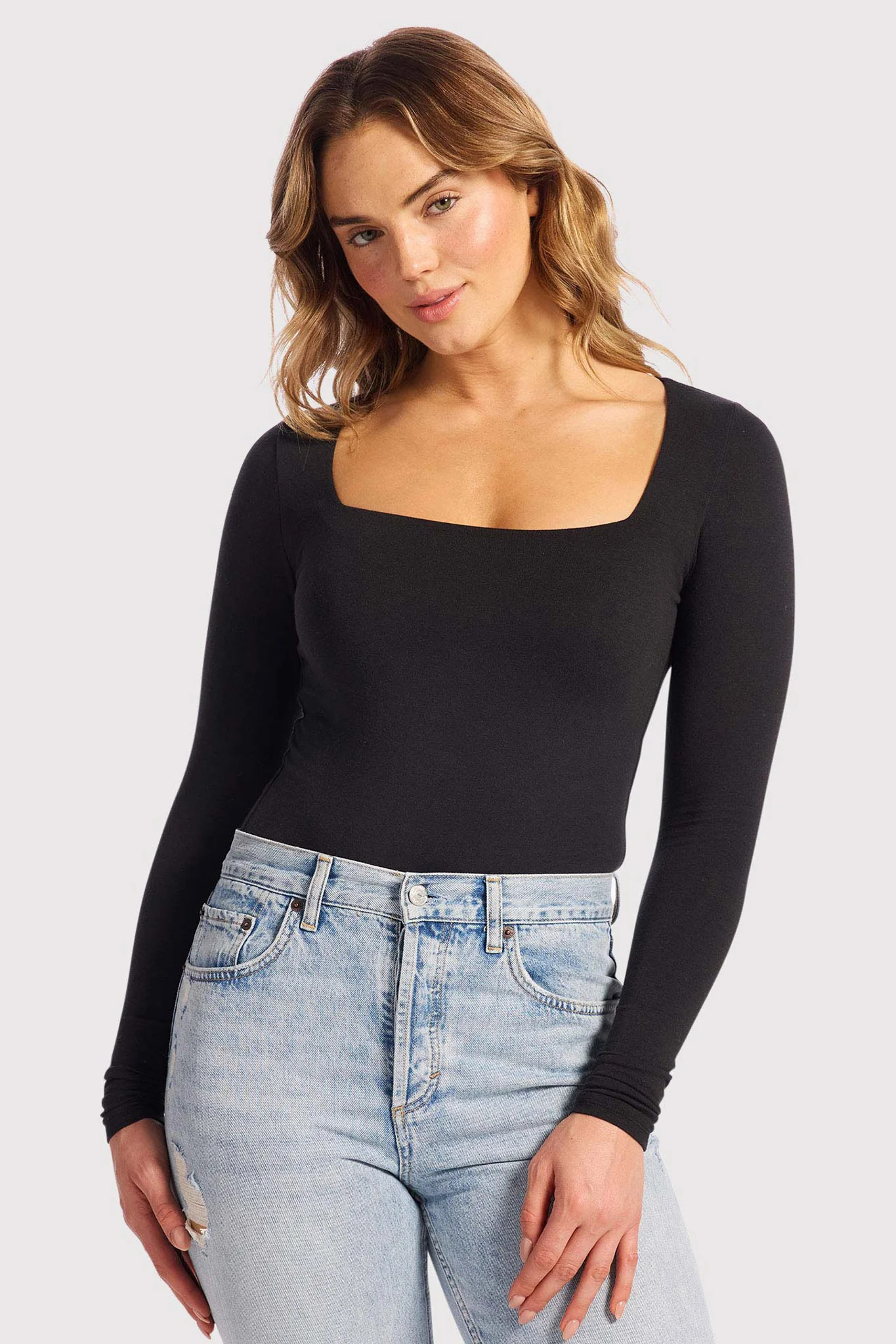 Long Sleeve Square Neck Bodysuit | nuuds