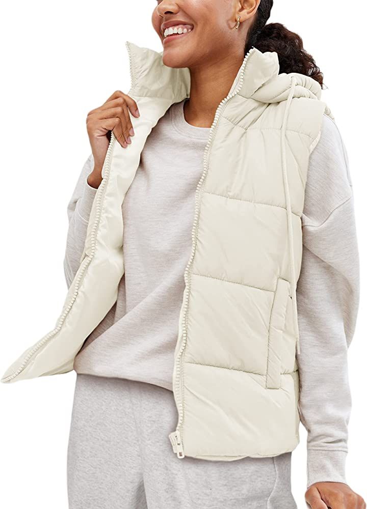 EsheSy Women's Puffer Vest with Removable Hood Sleeveless Full Zip Quilted Down Jacket | Amazon (US)