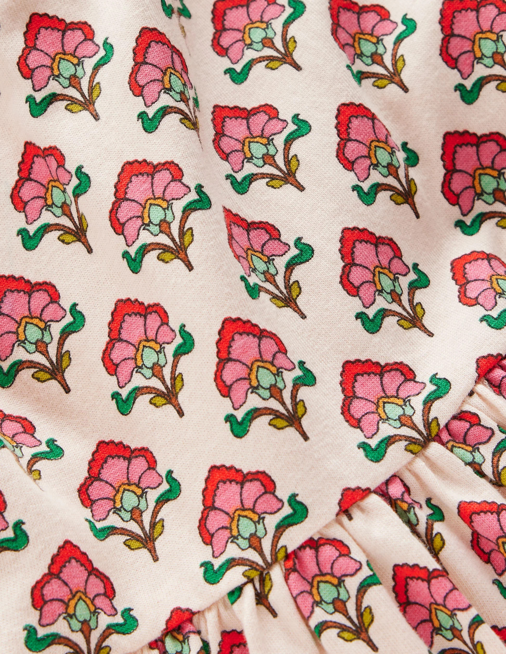 Flutter Sleeve Twirly Dress-Multi Woodblock Floral | Boden (US)