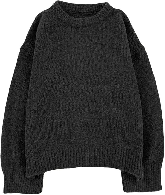Women's Long Sleeve Crew Neck Loose Mohair Sweater Fuzzy Cozy Oversized Knitted Pullover | Amazon (US)
