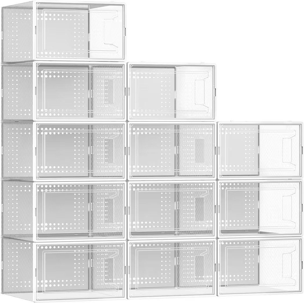 Secret Space 12 Pack X Large Shoe Organizer Storage Boxes for Closet, Modular Space Saving Shoe B... | Amazon (US)