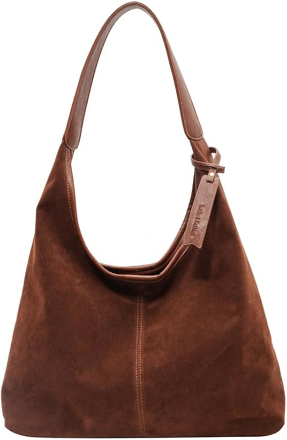 Leather Hobo Bags for Women Brown Purses Suede Purse Slouchy Tote Bag Suede Tote Bag Fall Purses ... | Amazon (US)