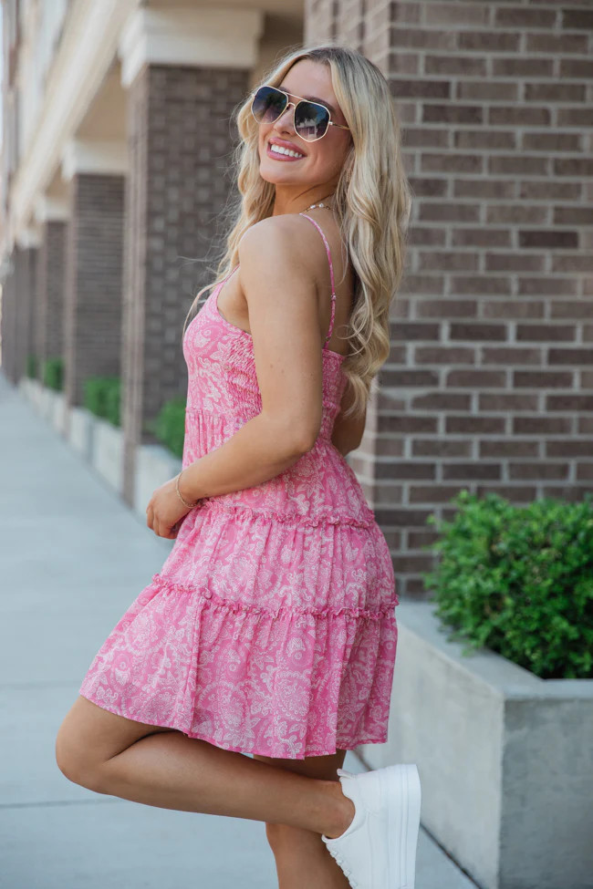 Stick To The Plan Pink Printed Casual Mini Dress | Pink Lily