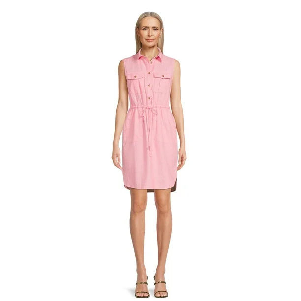 Time and Tru Women's Sleeveless Shirt Dress | Walmart (US)