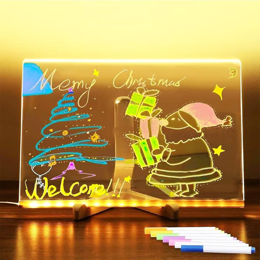 LED Note Board with Colors, Glowing Acrylic Message Marker Board, Illuminating Dry Erase Board wi... | Amazon (US)