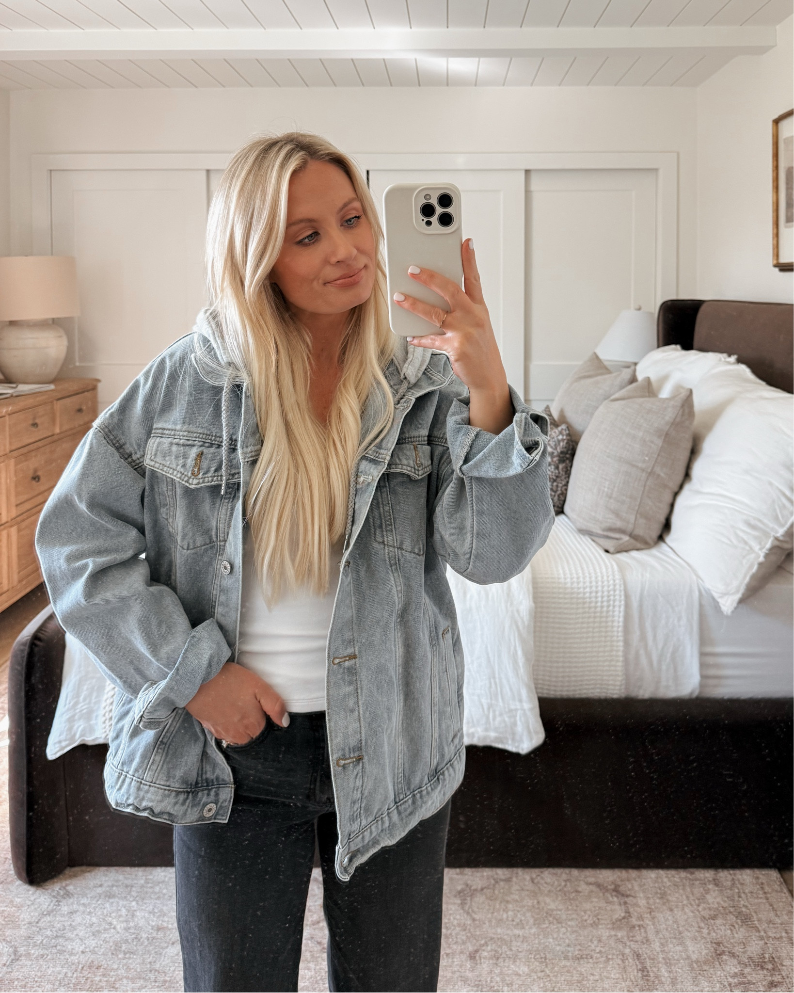 Love this Amazon fall fashion find! This jeans jacket is so cute for the upcoming fall and holiday season. 
JACKET: MEDIUM
BOTTOMS: 25

#LTKFindsUnder50 #LTKSeasonal