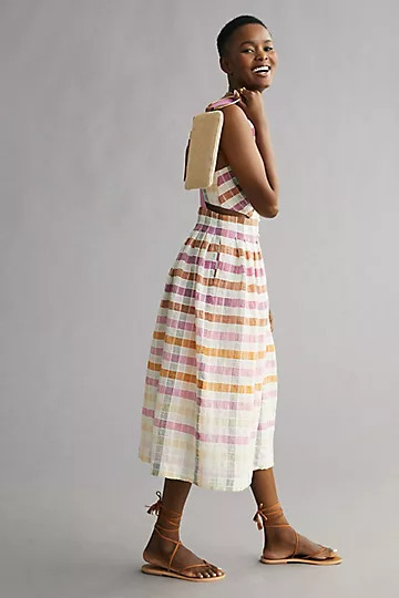 Maeve Ombre Plaid Midi Sundress | Anthropologie (US)