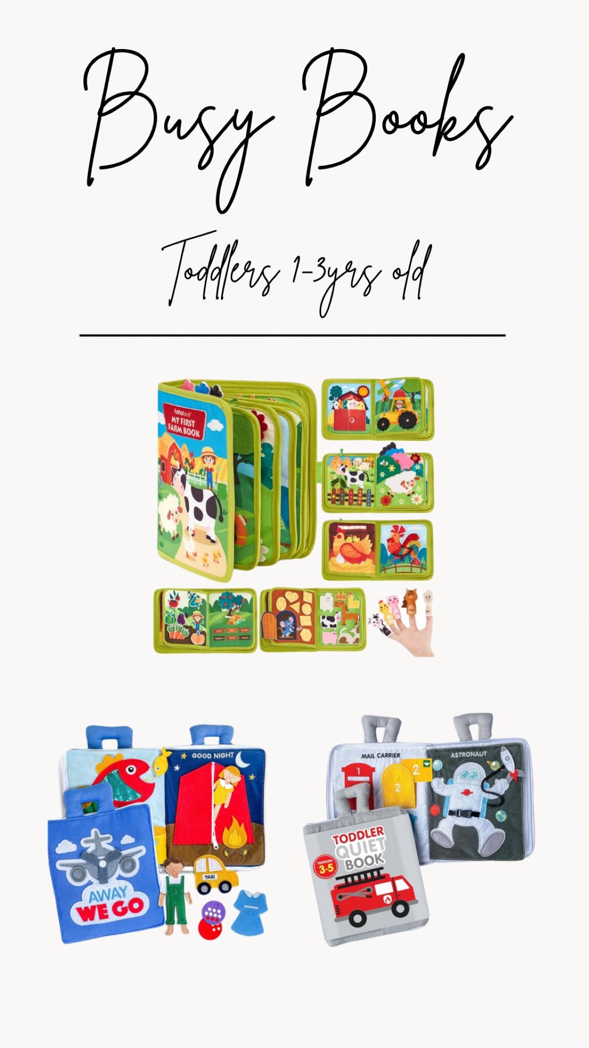 Busy books are a great gift for toddlers! Taking to the store, a restaurant, in the car or even on a plane…these are perfect entertainment 🙌🏽

Busy books for kids, busy book for toddlers, toddler busy book, Amazon busy book, Amazon Christmas gift for toddler, toddler Christmas gift, toddler stocking stuffers 

#LTKGiftGuide #LTKHoliday #LTKKids