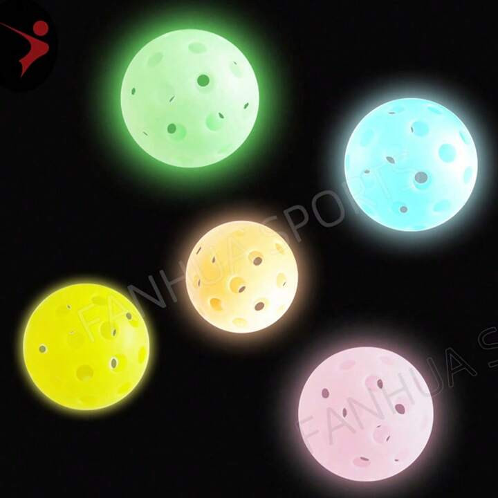 1pc/5pcs Glow-In-The-Dark Pickleball Balls, 40 Holes Plastic Pickleball, 74mm Diameter For Indoor/Outdoor, Floats On Water | SHEIN