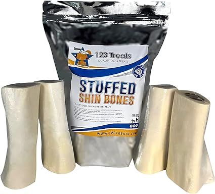 123 Treats, Peanut Butter Filled Bones for Dogs, Healthy PB Dog Snacks for Chewing, Stuffed Shin ... | Amazon (US)