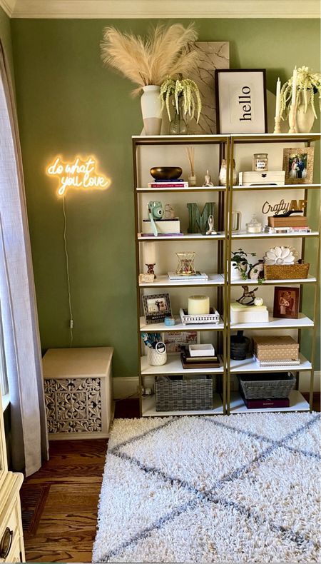 Found the perfect place for my “Do what you love” neon sign from Amazon. I hung it in my newly redesigned home office!

These gorgeous white and gold bookshelves are on sale now! 

#LTKSummerSales #LTKFindsUnder100 #LTKHome