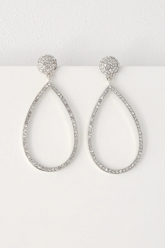 Glow For You Silver Teardrop Rhinestone Earrings | Lulus (US)