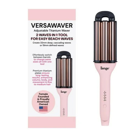 L ANGE Hair VersaWaver Adjustable Titanium Waver | Pick 19mm or 32mm Waves with 1 Tool | Titanium 3-Barrel Waving Tool (Blush) | Walmart (US)