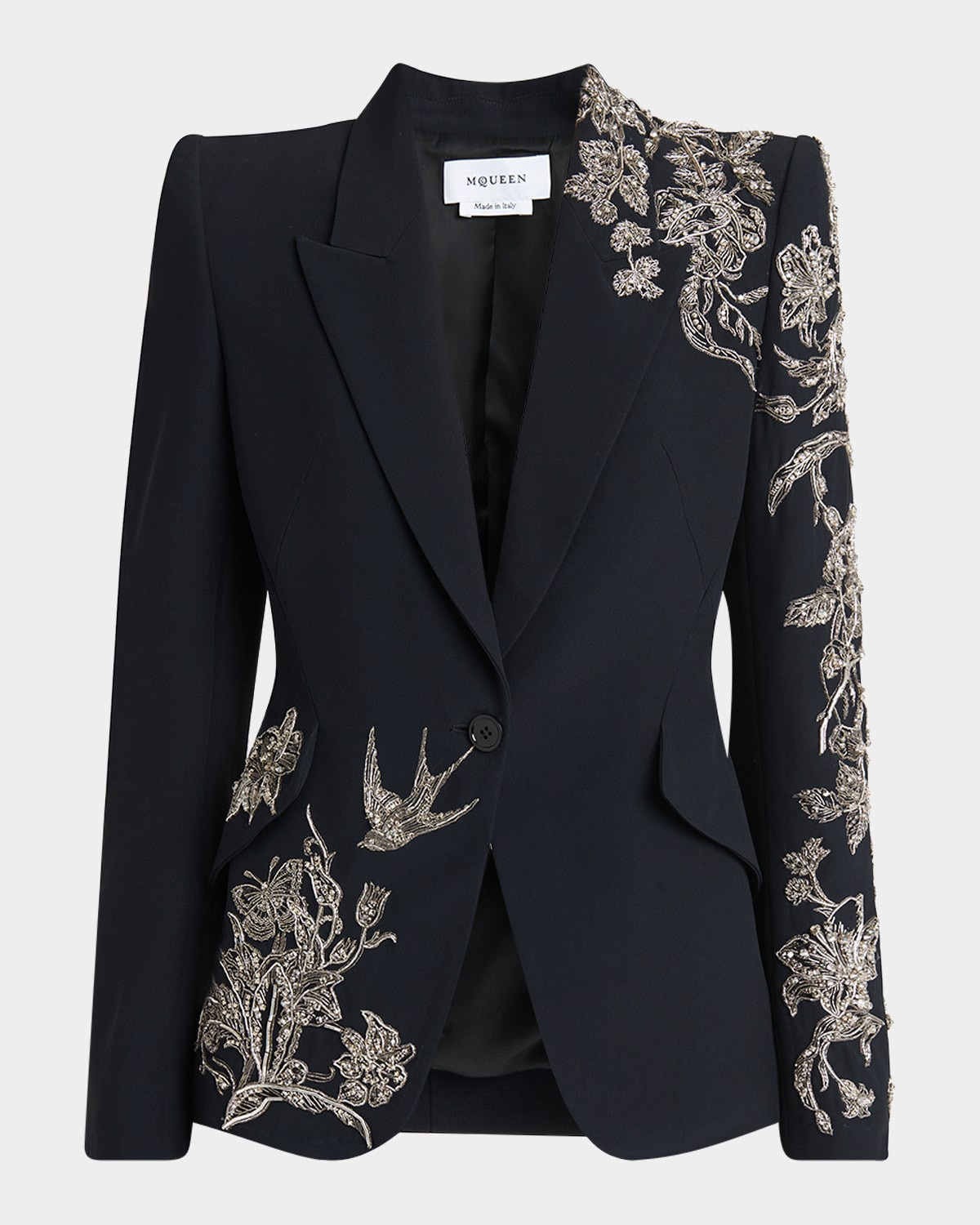Crystal Embroidered Single-Breasted Blazer Jacket | Neiman Marcus
