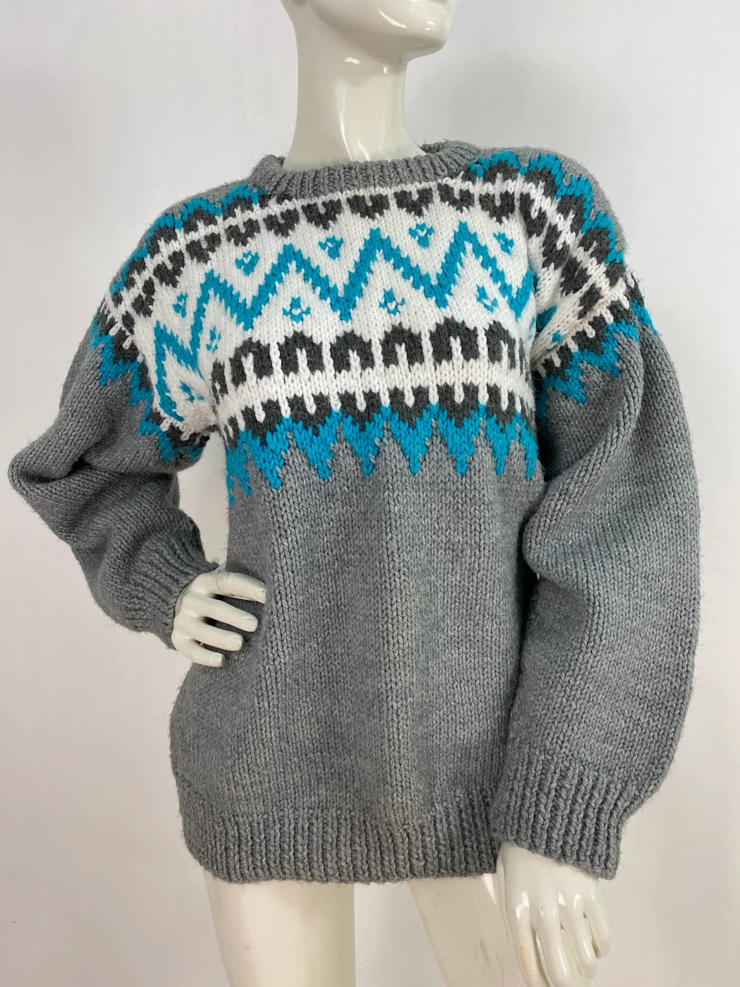 Vintage hand knit sweater, fair isle sweater | Etsy (US)