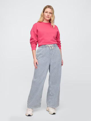 High Rise Pull-On Stripe Wide-Leg Jeans | Gap Factory