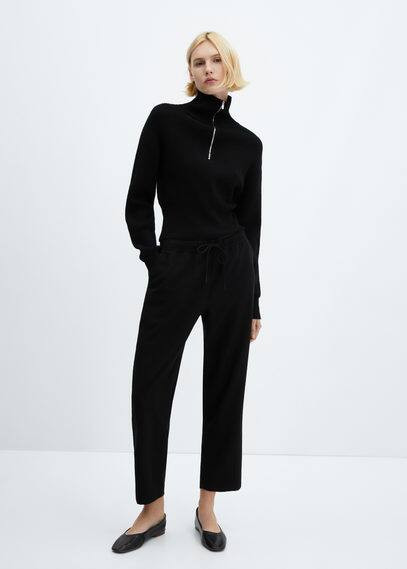 Flowy straight-fit trousers with bow -  Women | Mango United Kingdom | MANGO (UK)