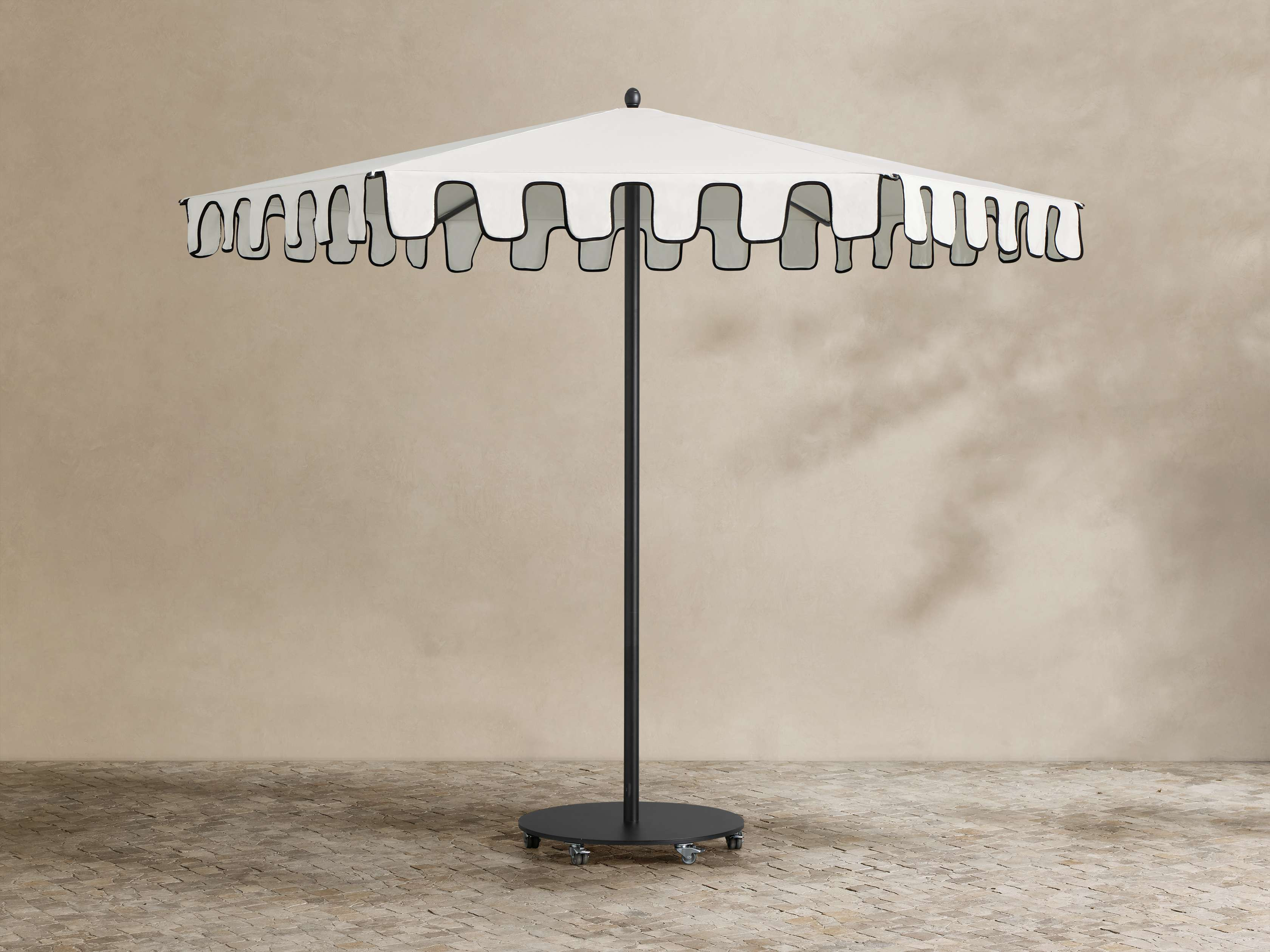 Nata Outdoor Round Scalloped Umbrella , 126"" | Arhaus | Arhaus